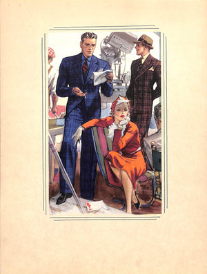 "Vintage c1930s Menswear Double-Sided Illustration Art"