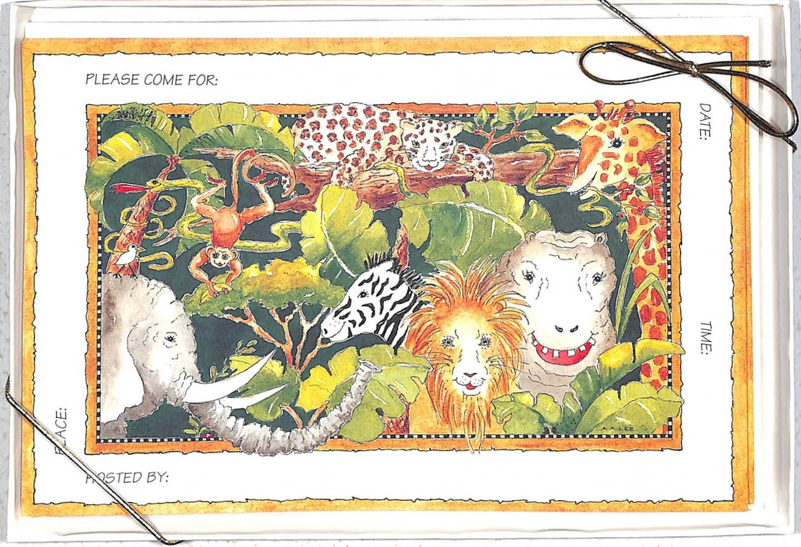 "Boxed Set of 10 Jungle Jubilee Invite Cards and Envelopes"