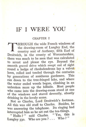 "If I Were You" 1931 WODEHOUSE, P.G.