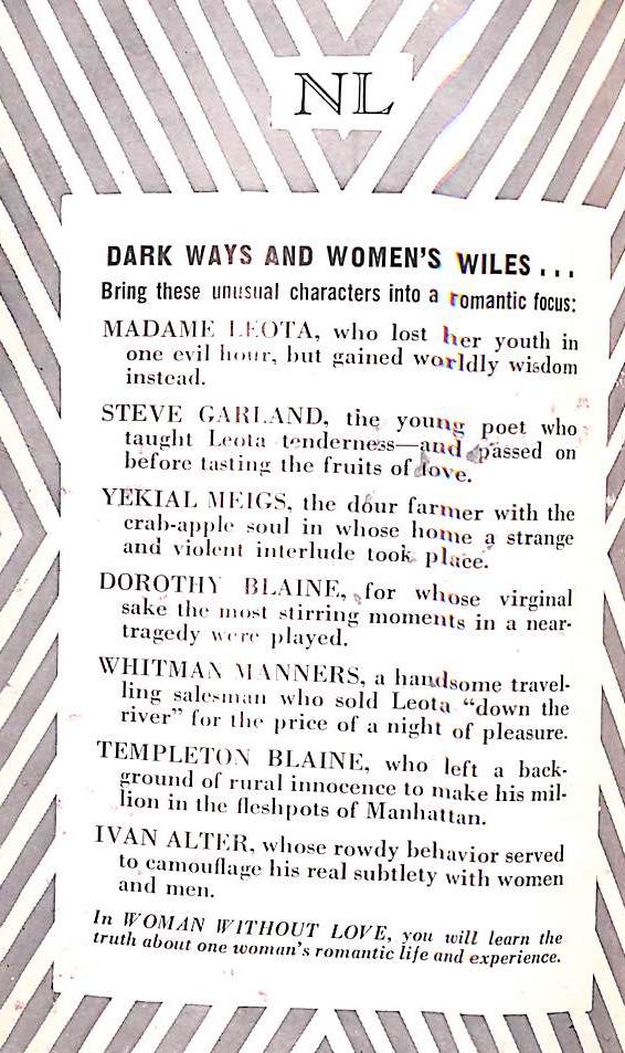 "Woman Without Love?" 1949 WILLIAMS, Roswell