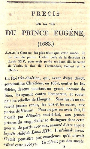 "Memoires Du Prince Eugene De Savoie" 1811 SAVOIE, Eugene de