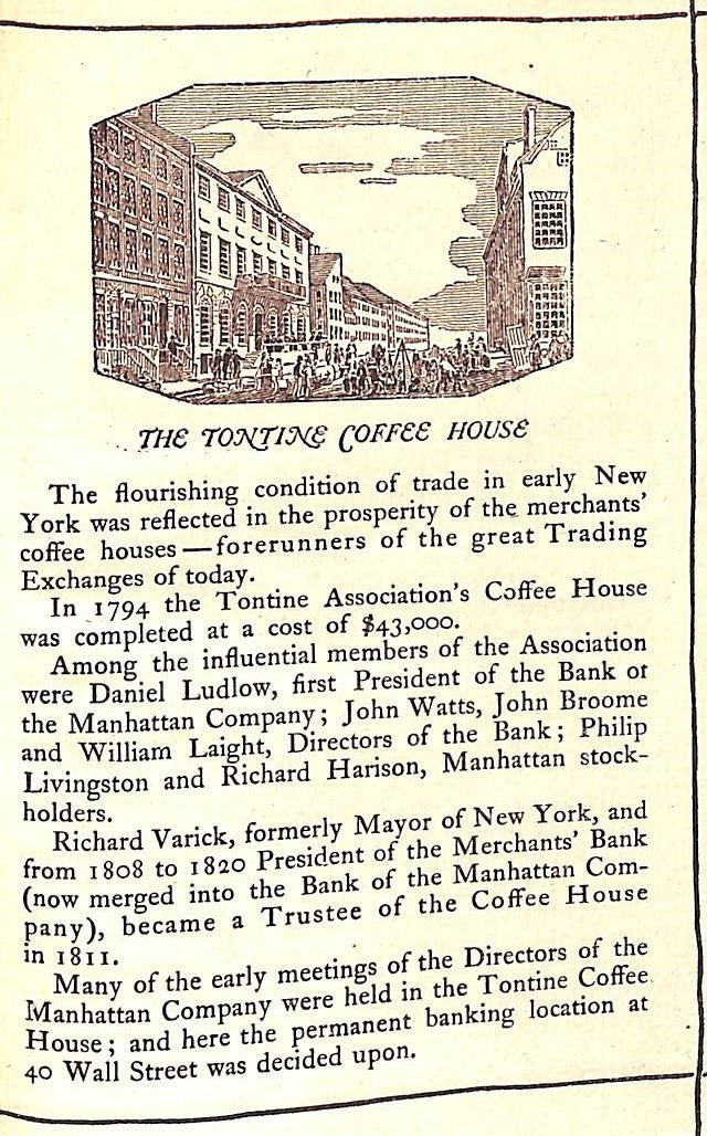 "Early New-York & The Bank Of The Manhattan Company" 1920 (SOLD)