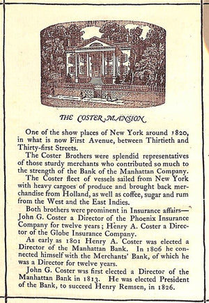 "Early New-York & The Bank Of The Manhattan Company" 1920 (SOLD)