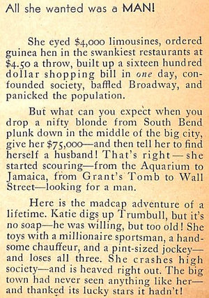 "The Big Town She Turned New York Upside Down" 1949 LARDNER, Ring W.