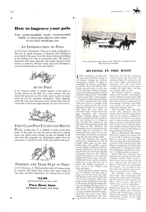 "Polo Magazine November, 1933" VISCHER, Peter [editor]