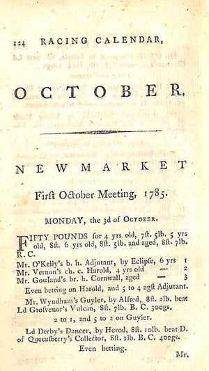 "Racing Calendar: Containing An Account Of The Plates, Matches, And Sweepstakes, Run For In Great-Britain & Ireland, &c. In The Year 1777." 1785 WEATHERBY, James
