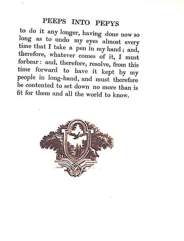 "Peeps Into Pepys" 1913 PEPYS, Samuel