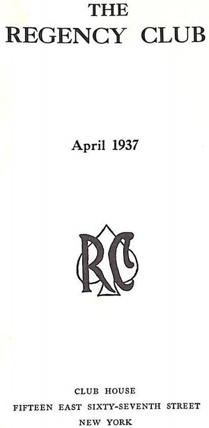 "The Regency Club 1937"