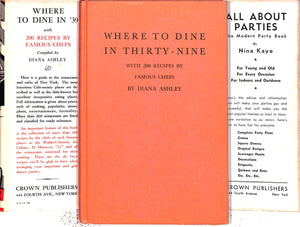"Where To Dine In Thirty-Nine: A Guide To New York Restaurants" 1939 ASHLEY, Diana