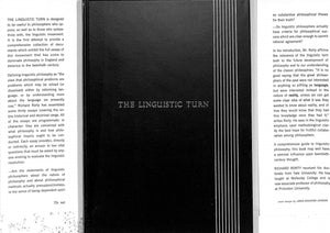 "The Linguistic Turn: Recent Essays In Philosophical Method" 1967 RORTY, Richard