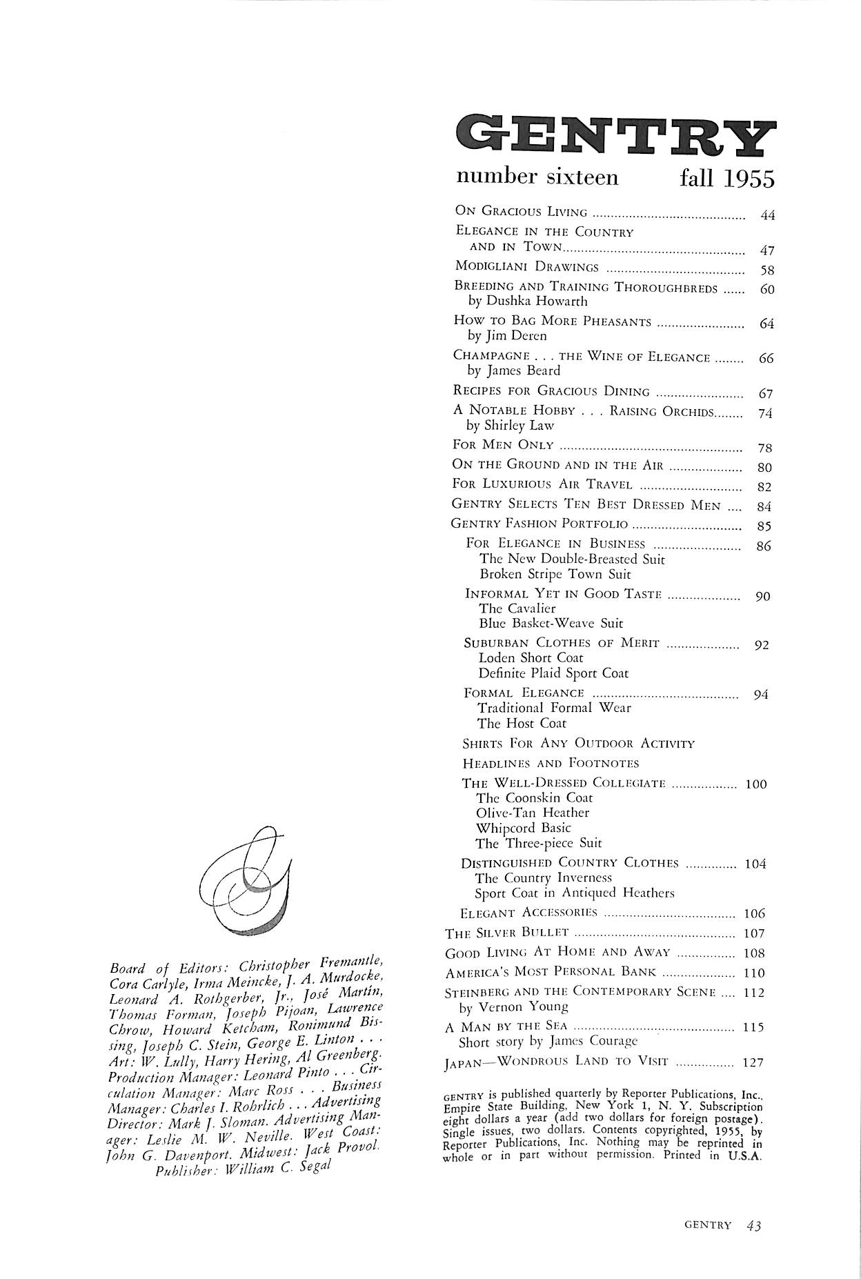 "Gentry Magazine Age of Elegance Issue Number 16 Fall 1955"