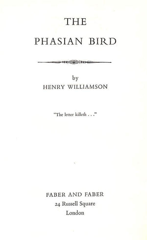 "The Phasian Bird" 1948 WILLIAMSON, Henry
