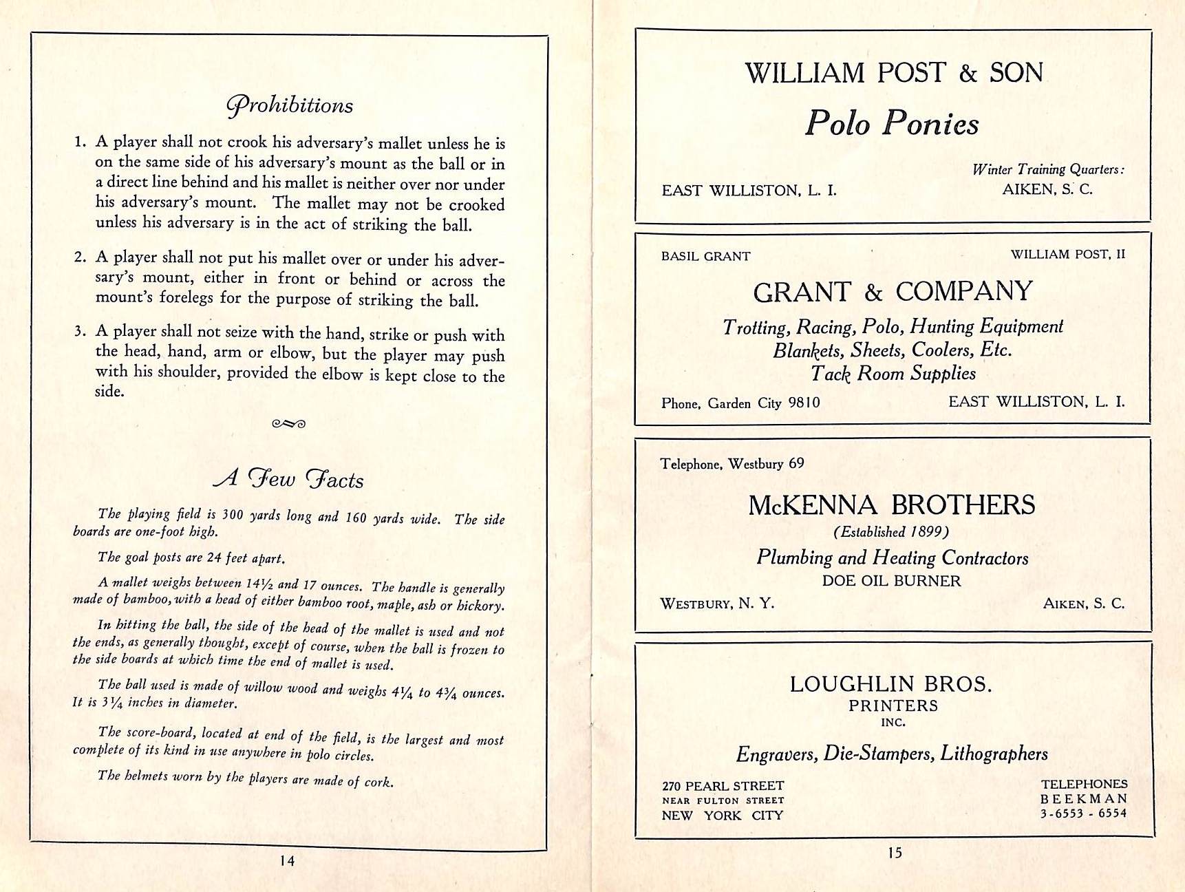 "Bostwick Field Program High Goal Polo" 1938 (SOLD)