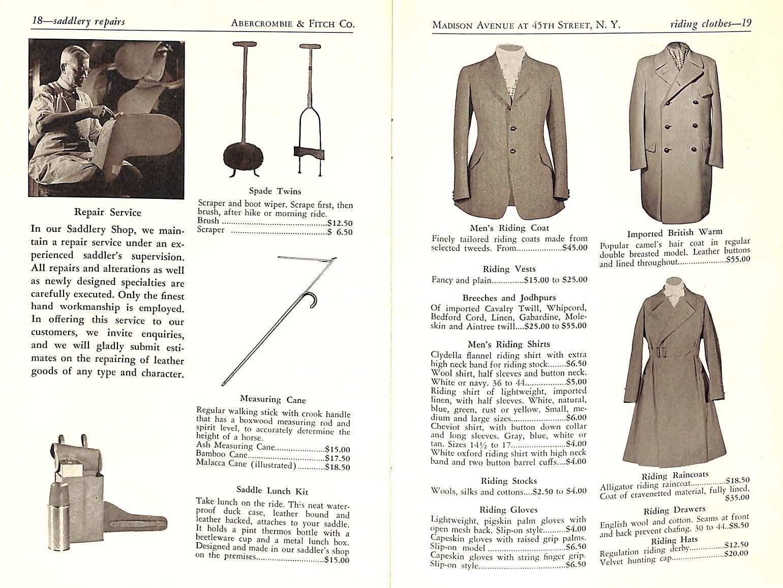 "Riding Polo & Saddlery Abercrombie & Fitch Catalog" 1940