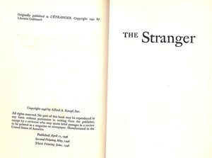 "The Stranger" 1948 CAMUS, Albert