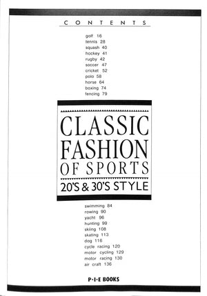 "Classic Fashion Of Sports: 20s & 30s Style" 1988