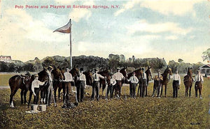 Polo Ponies And Players At Saratoga Springs, N.Y. c1911 Color Postcard