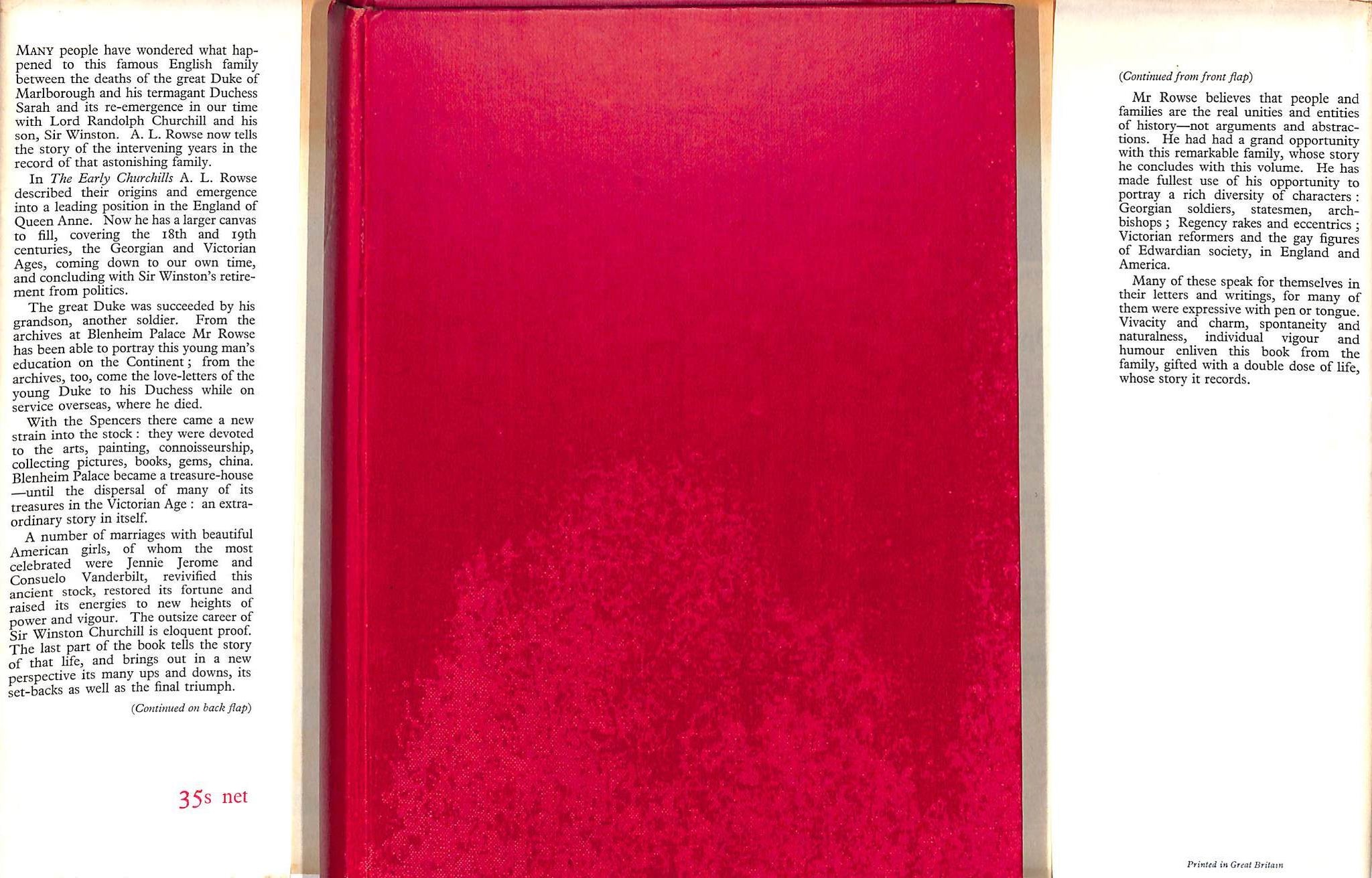 "The Later Churchills" 1958 ROWSE, A.L.