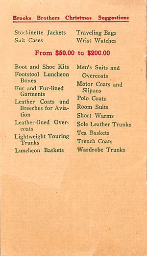 "Brooks Brothers Christmas Suggestions" 1921 Brooks Brothers