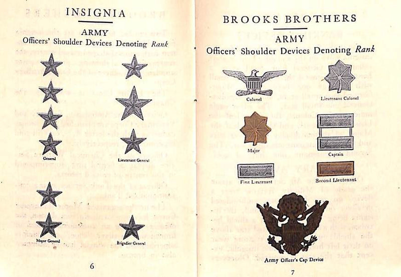 "Brooks Brothers Insignia Of Officers & Decorations For Valor" 1918 Br