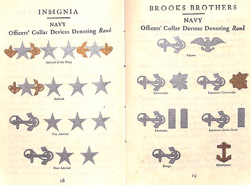 "Brooks Brothers Insignia Of Officers & Decorations For Valor" 1918 Brooks Brothers