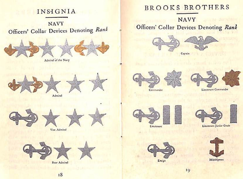 "Brooks Brothers Insignia Of Officers & Decorations For Valor" 1918 Br