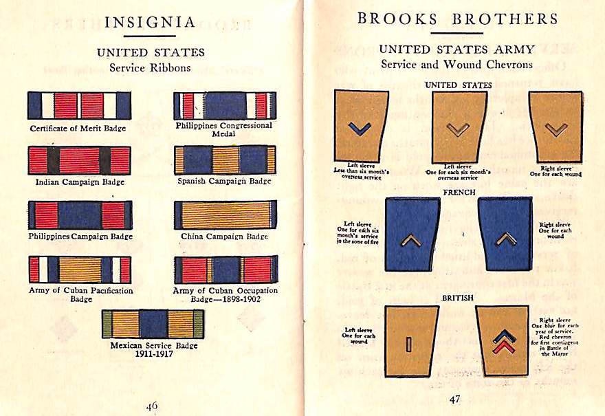 "Brooks Brothers Insignia Of Officers & Decorations For Valor" 1918 Br