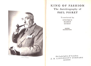 "King Of Fashion The Autobiography Of Paul Poiret" 1931