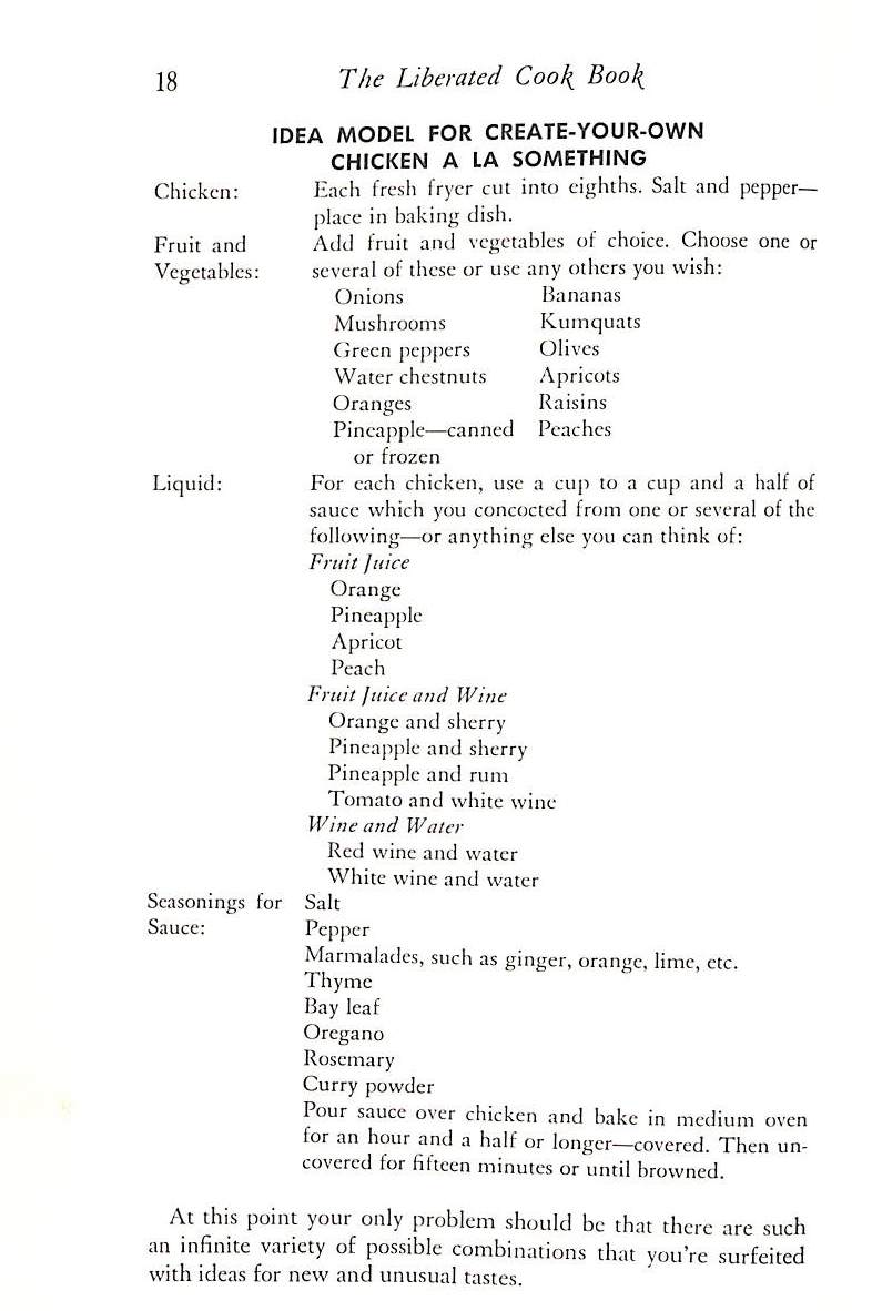 "The Liberated Cook Book: How To Be A Guest At Your Own Table" 1972 CARDOZO, Arlene (SOLD)