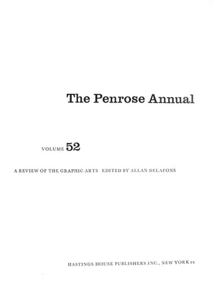 "The Penrose Annual: A Review Of The Graphic Arts Volume 52" 1958 DELAFONS, Allan
