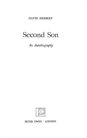 "Second Son: An Autobiography" 1972 HERBERT, David (SOLD)