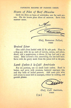 "Favorite Recipes Of Famous Chefs" 1927 CARON, Emma C.