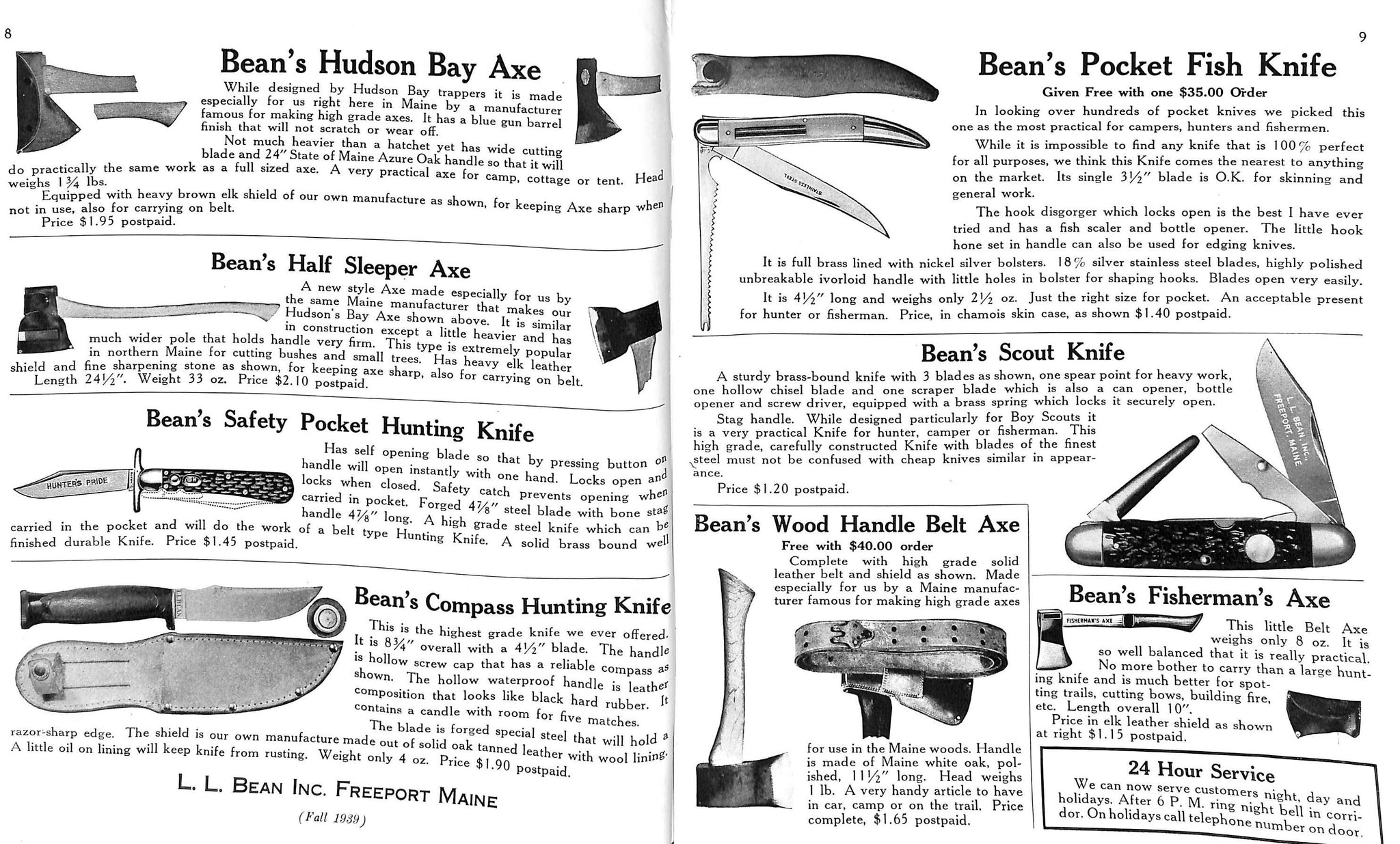 L.L. Bean Fall 1939 Catalog
