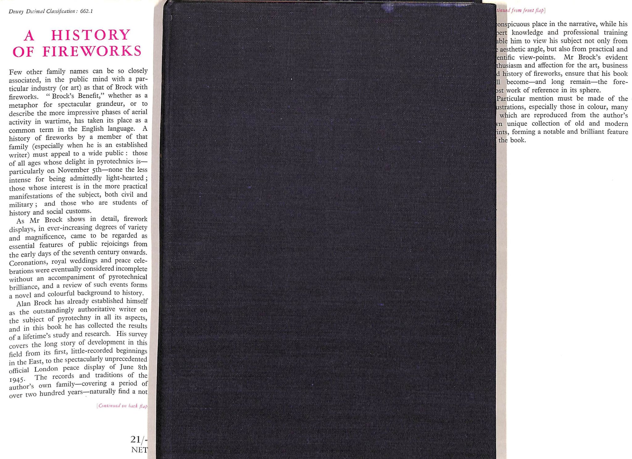 "A History Of Fireworks" 1949 BROCK, Alan St H.