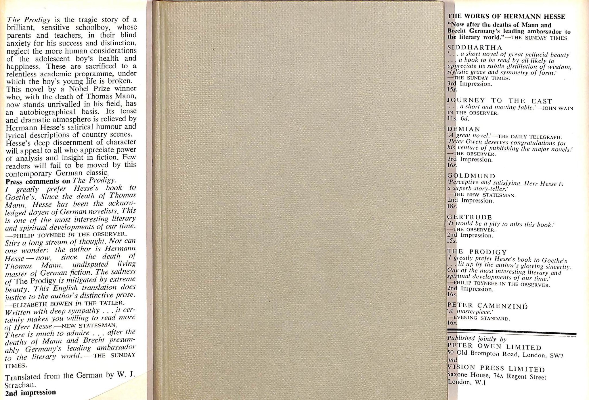 "The Prodigy" 1961 HESSE, Hermann