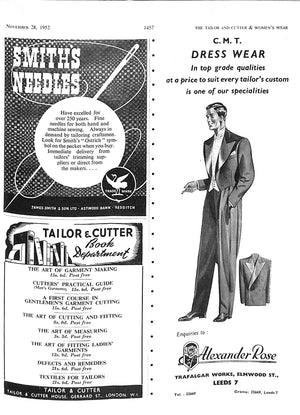 "The Tailor & Cutter The Authority On Style And Clothes" November 28, 1952