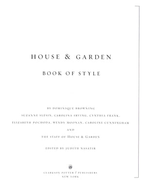 "House & Garden Book Of Style" 2001 BROWNING, Dominique