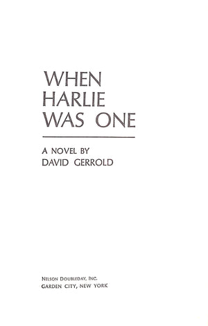 "When Harlie Was One" 1972 GERROLD, David
