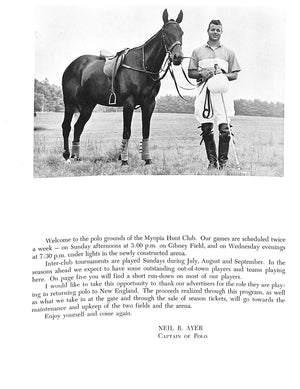 Myopia Hunt Club Summer 1960 Polo Program