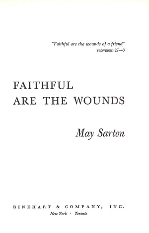 "Faithful Are The Wounds" 1955 SARTON, May