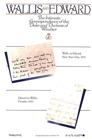 "Wallis And Edward Letters 1931-1937: The Intimate Correspondence Of The Duke And Duchess Of Windsor" 1986 BLOGH, Michael