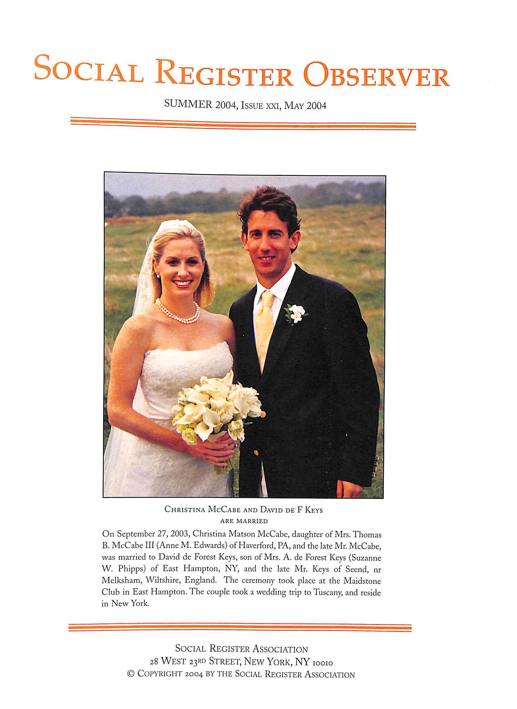 "Social Register Summer 2004 - Including The Social Register Observer" 2004