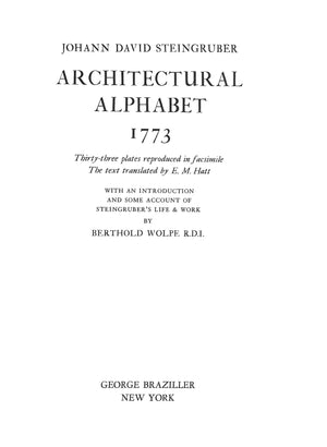 "Architectural Alphabet" 1975 STEINGRUBER, Johann David