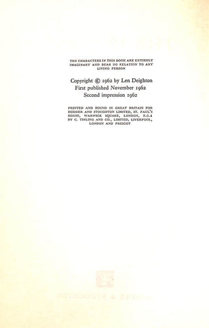 "The Ipcress File" 1962 DEIGHTON, Len
