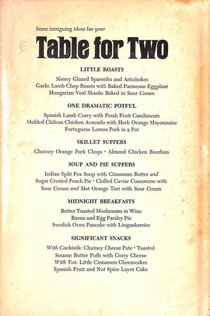 "Table for Two: Easy, Elegant Recipes and Menus for Dining a Deux" 1968