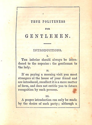 "Etiquette For Gentlemen" 1853 An American Gentleman (SOLD)