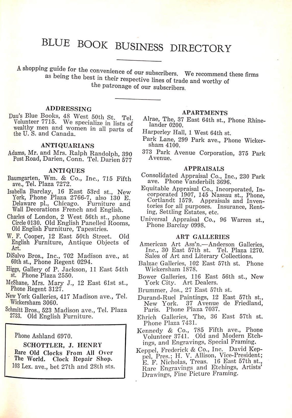 "Dau's New York Social Blue Book 1930" DAU, Frederick W.