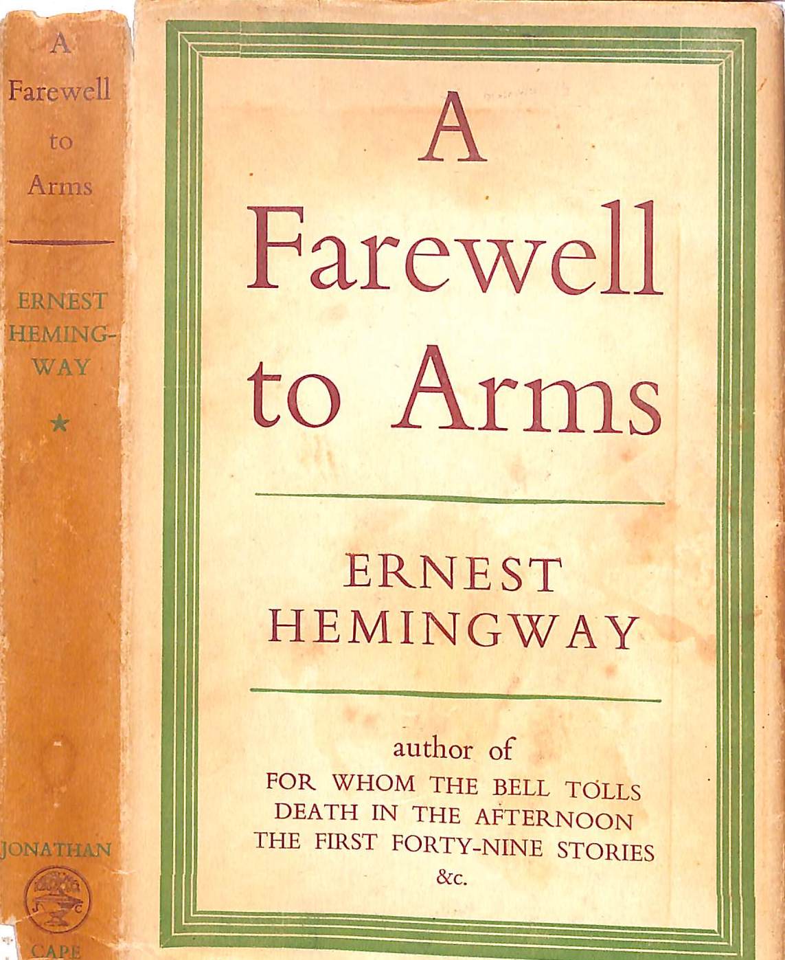 "A Farewell To Arms" 1946 HEMINGWAY, Ernest