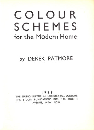 "Colour Schemes For The Modern Home" 1933 PATMORE, Derek