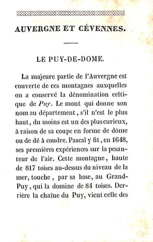 "La France En Miniature Auvergne Et Cevennes" 1825